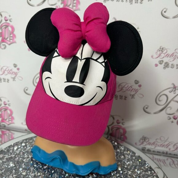 Disney Other - Hat Minnie Mouse 100 pink black white with ears mouse 3D girls kids hat ball cap